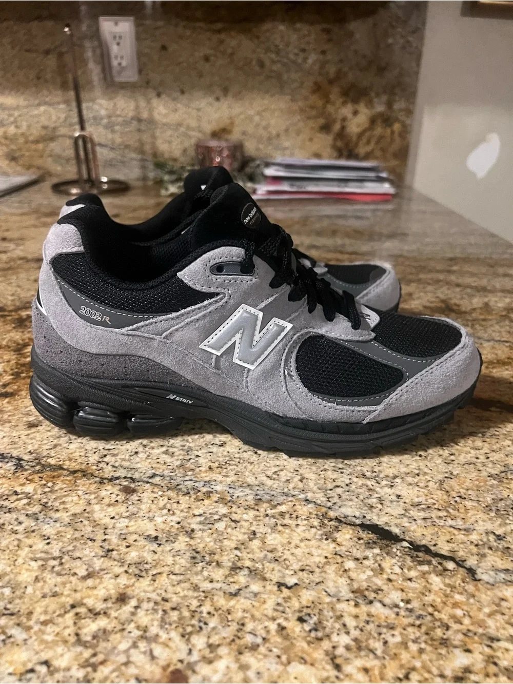 New Balance Black & Gray Mesh Suede Running Shoes